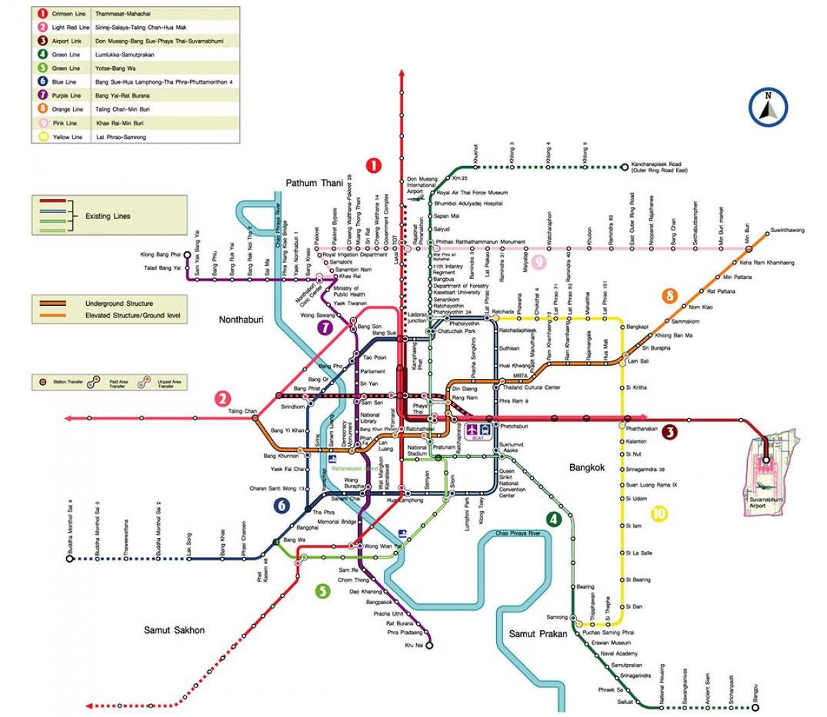 metro bangkok stesen peta