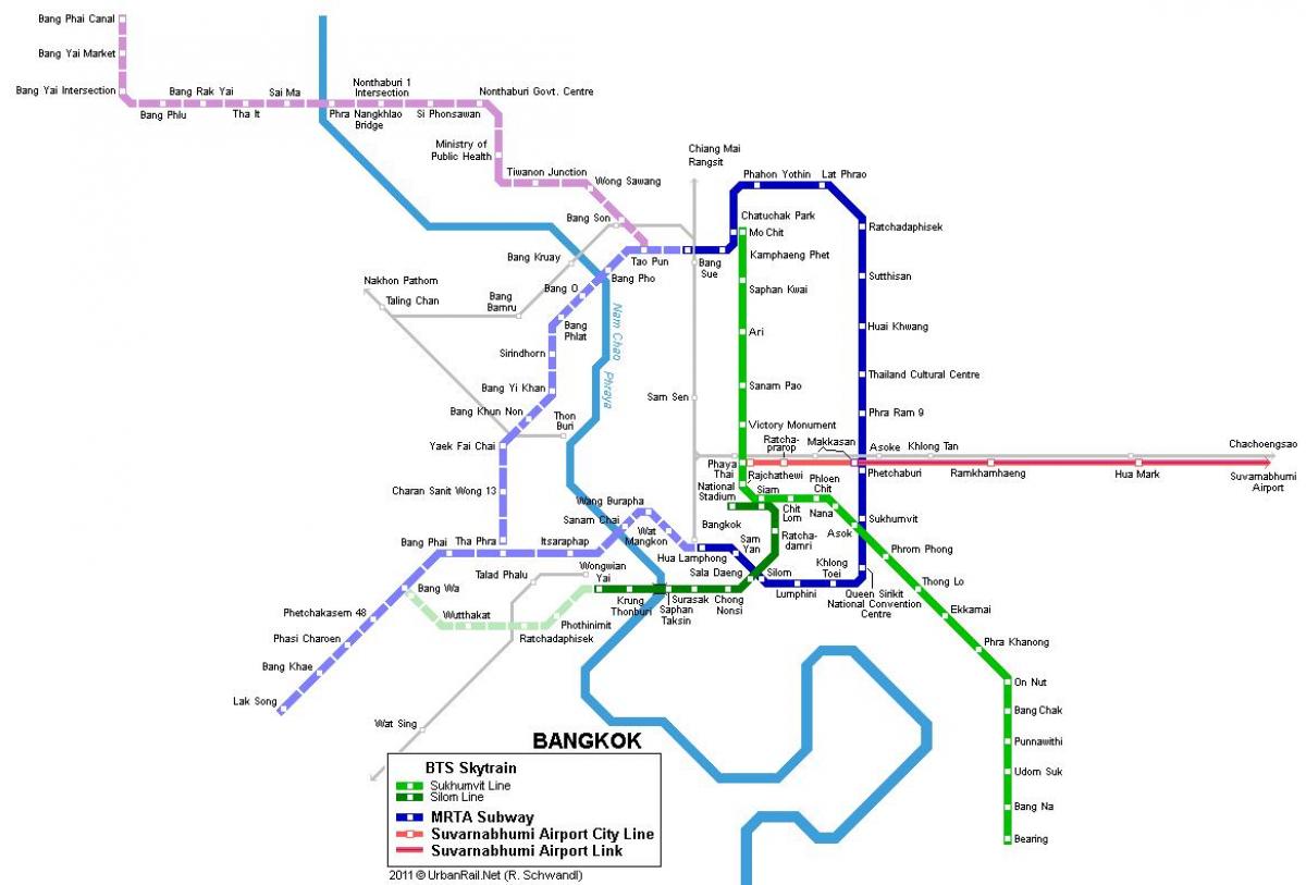 peta kereta bawah tanah bangkok, thailand